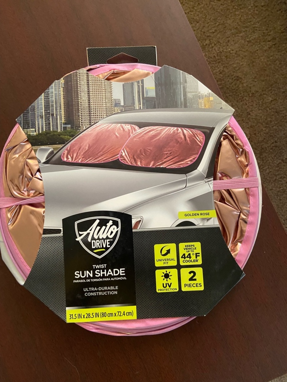 Auto Drive Golden Rose Twist Sun Shade - 2 Pack